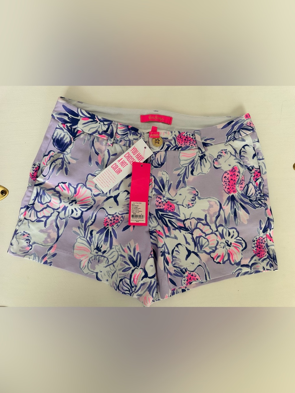 NWT Lilly Pulitzer Callahan Knit Shorts- Light Lilac Trunks in the Air Elephant
